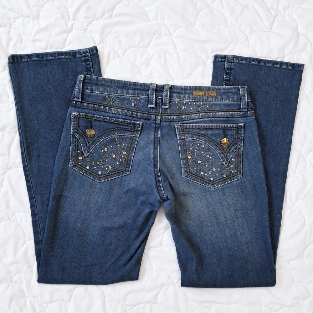 Rock 47 Wrangler Ultra Low Rise Embellished Bootcut Jeans Y2K